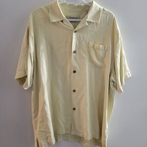 Tommy Bahama Short Sleeve Button Up Hawaiian Shirt Men's Size XL Yellow Silk